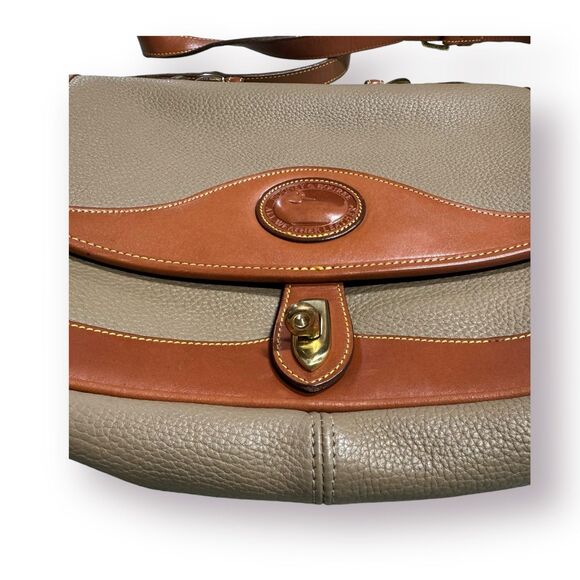Dooney & Bourke AWL Vintage Satchel Taupe leather Carrier messenger bag purse - Picture 5 of 8